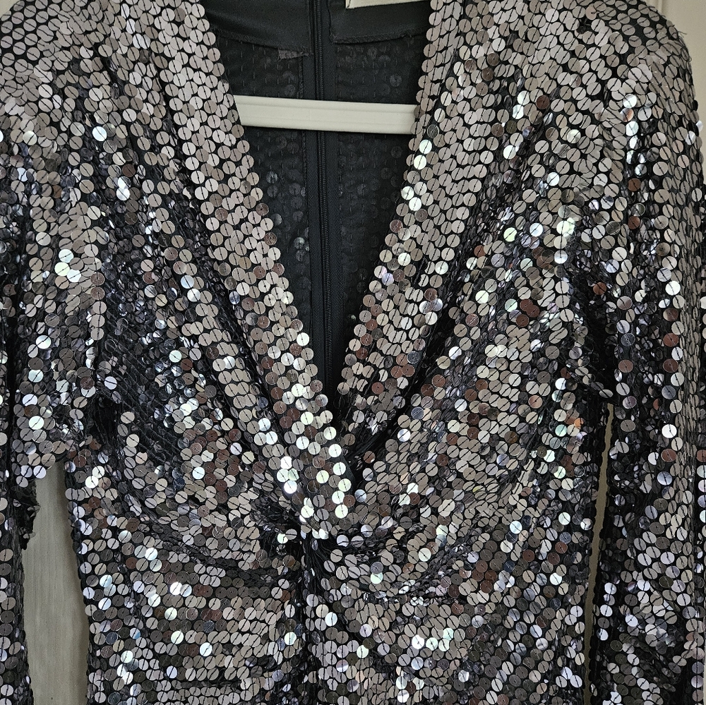 Vtg Silver Party Dress